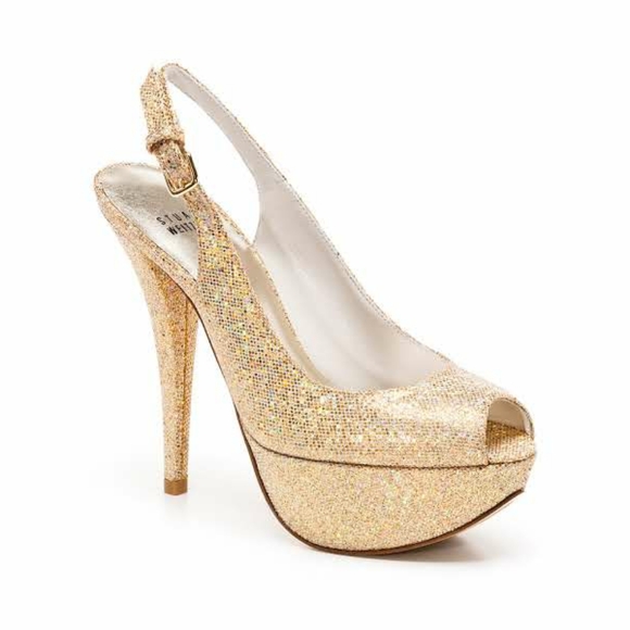 Stuart Weitzman Shoes - Stuart Weitzman gold glitter platform heels sz 10
